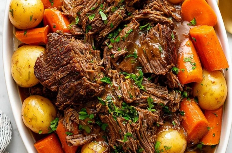 Crockpot Chuck Roast with Vegetables served in a bowl