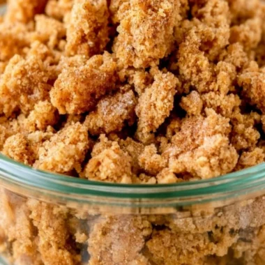 Delicious Graham Cracker Crumble topping on a dessert