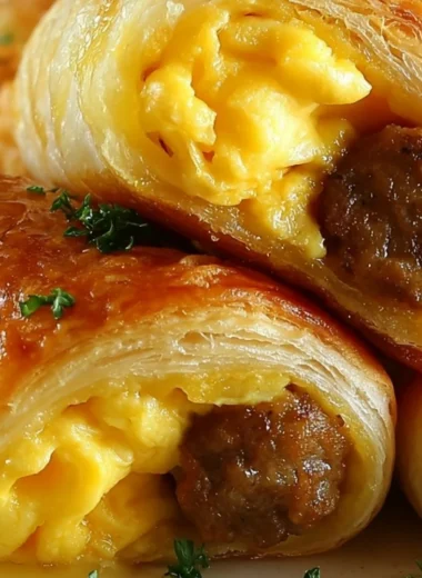 Delicious sausage egg breakfast roll served on a plate