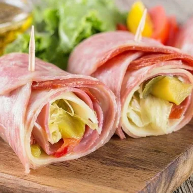 Keto Italian Sub Roll-Up with fresh ingredients and low-carb wrap