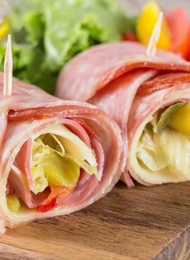 Keto Italian Sub Roll-Up with fresh ingredients and low-carb wrap