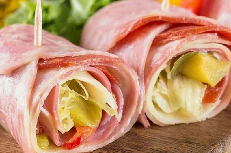 Keto Italian Sub Roll-Up with fresh ingredients and low-carb wrap