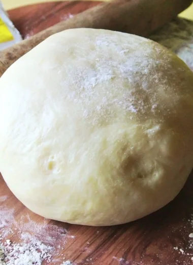 Delicious Italian pizza dough ready for baking homemade pizza