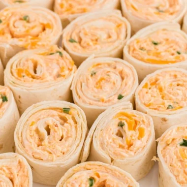 Buffalo Chicken Pinwheels served on a plate, ready to enjoy.