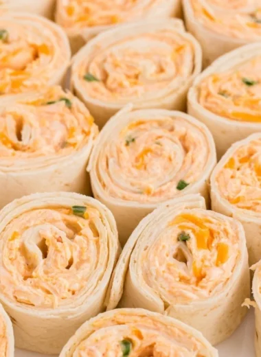 Buffalo Chicken Pinwheels served on a plate, ready to enjoy.