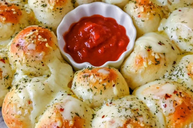 Delicious cheesy garlic monkey bread served warm and gooey