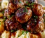 Cozy Salisbury Steak Meatballs with Garlic Herb Mashed Potatoes