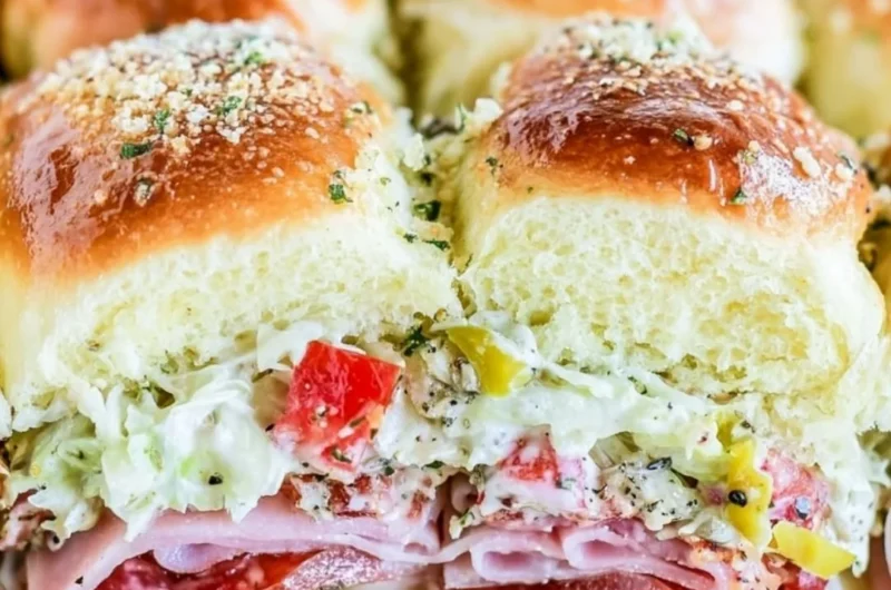 Italian grinder sliders with savory ingredients on a platter